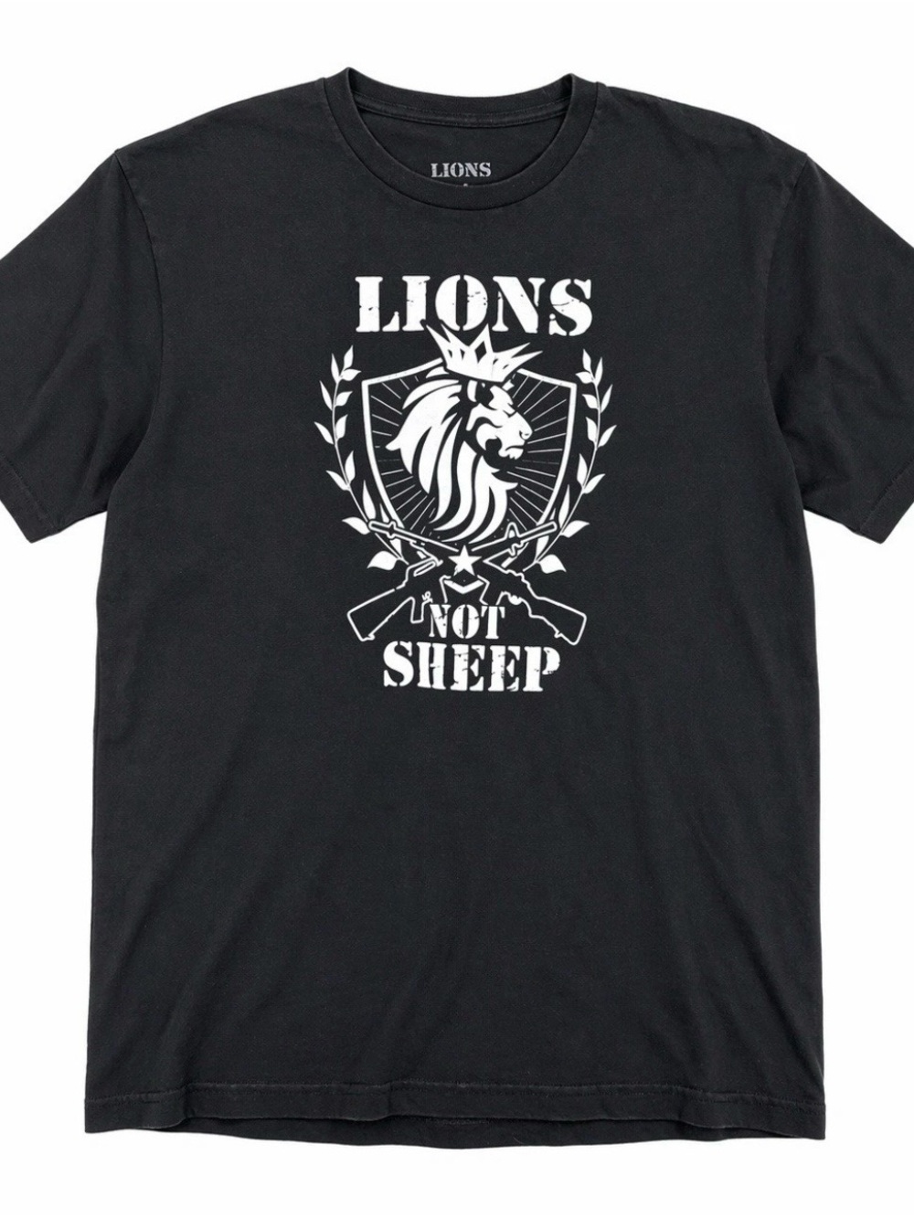 Lions Not Sheep Men’s XL Black Cotton Graphic Print Crew Neck Short Sleeve Tee